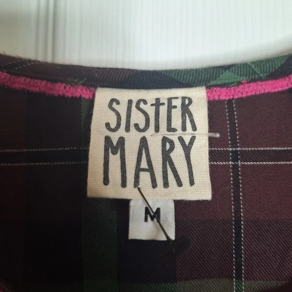 Sister Mary embroidered Plaid top Size Medium - Picture 5 of 6